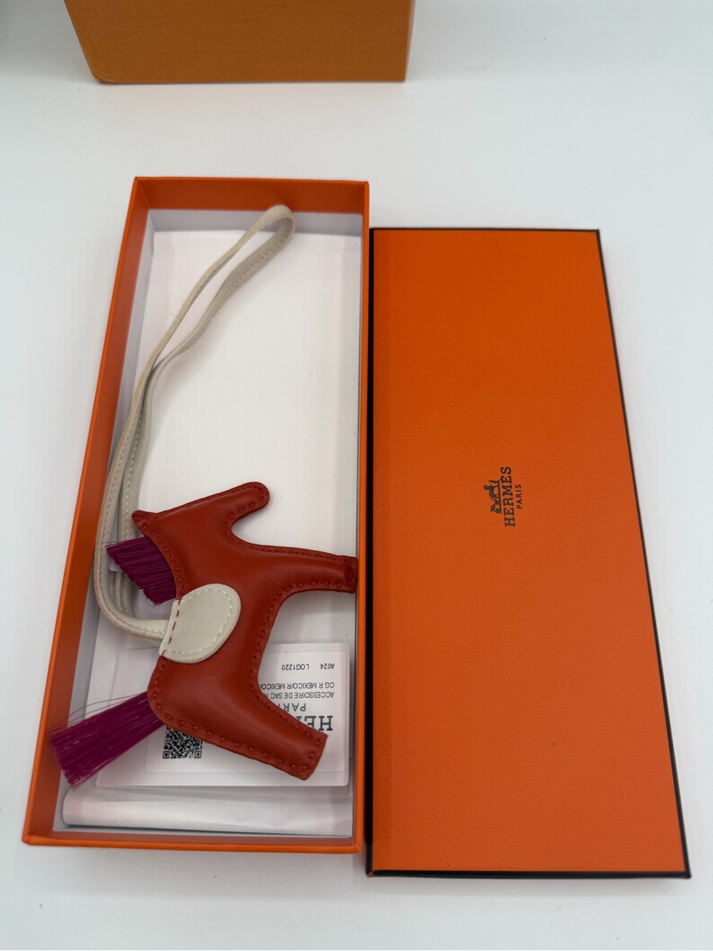 Hermès Rodeo Horse Bag Charm in Orange, Fuchsia, and Cream🔥